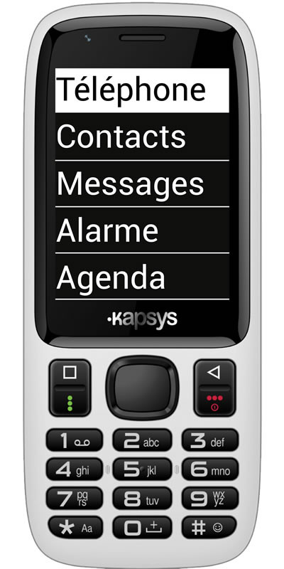Téléphone portable blanc pour Malvoyant KAPSYS Minivision