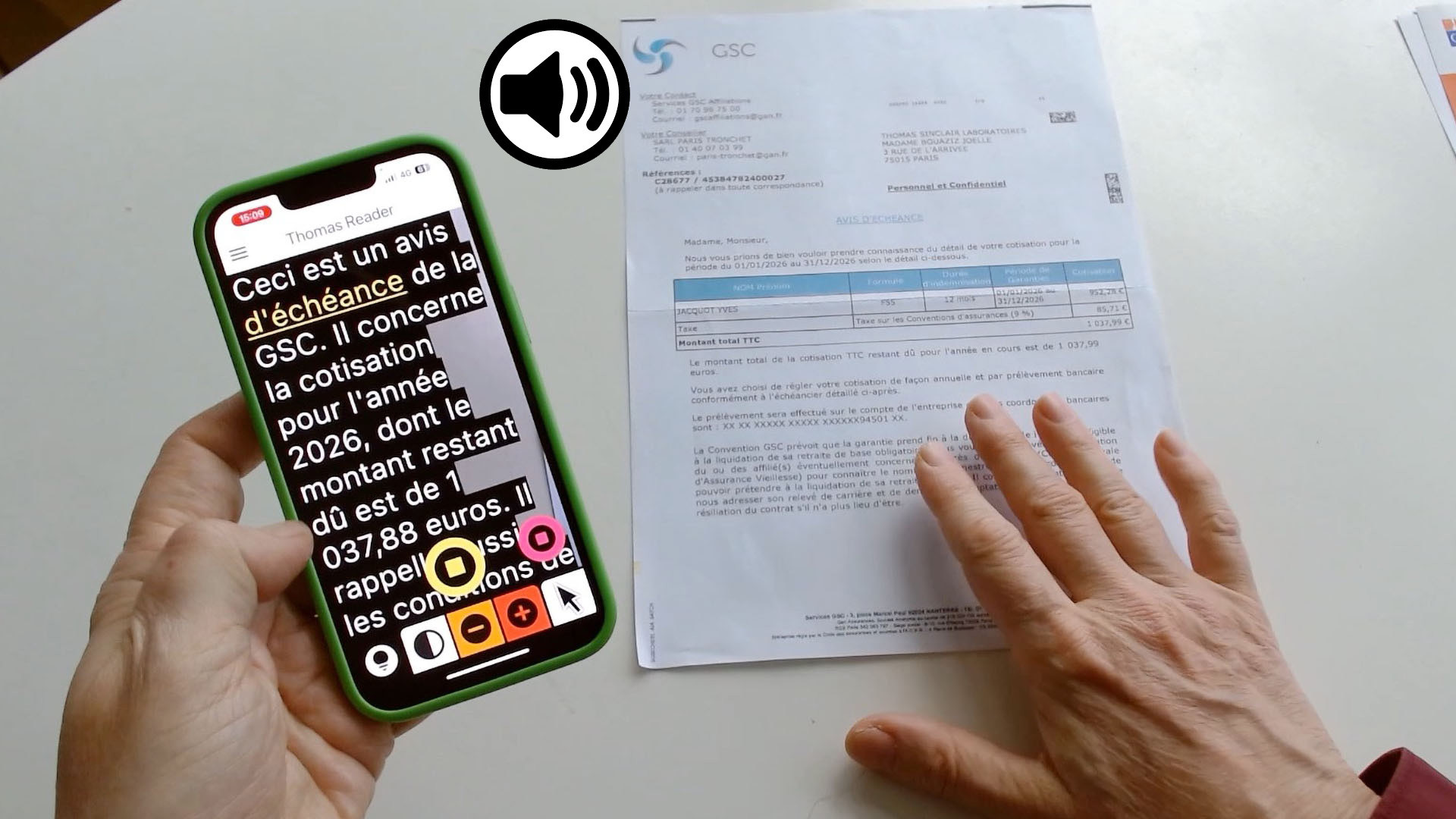 App Loupe Vocale Intelligente THOMAS READER - 1 an