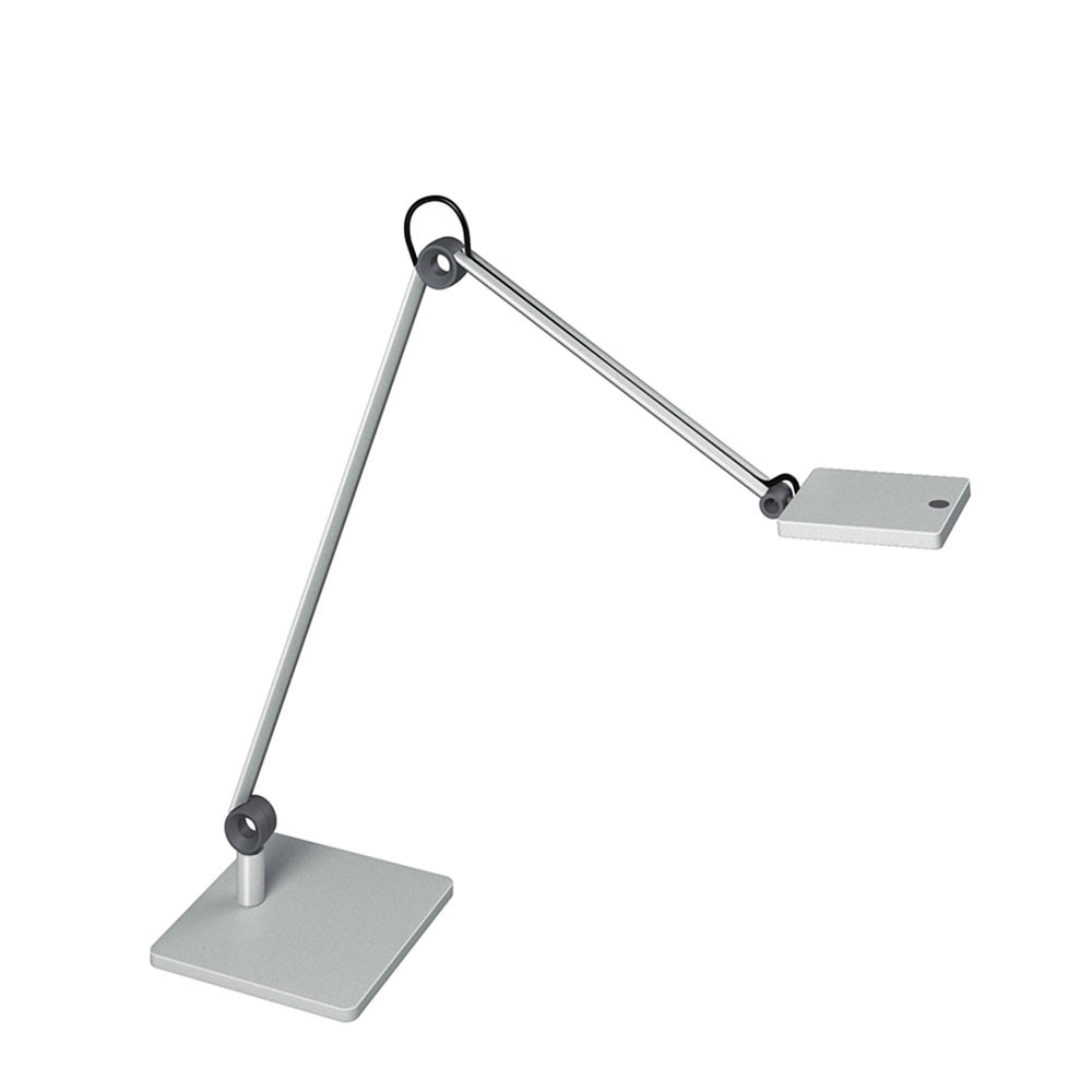 Lampe LED sur socle Waldmann PARA.MI double bras argent rectangulaire réglable