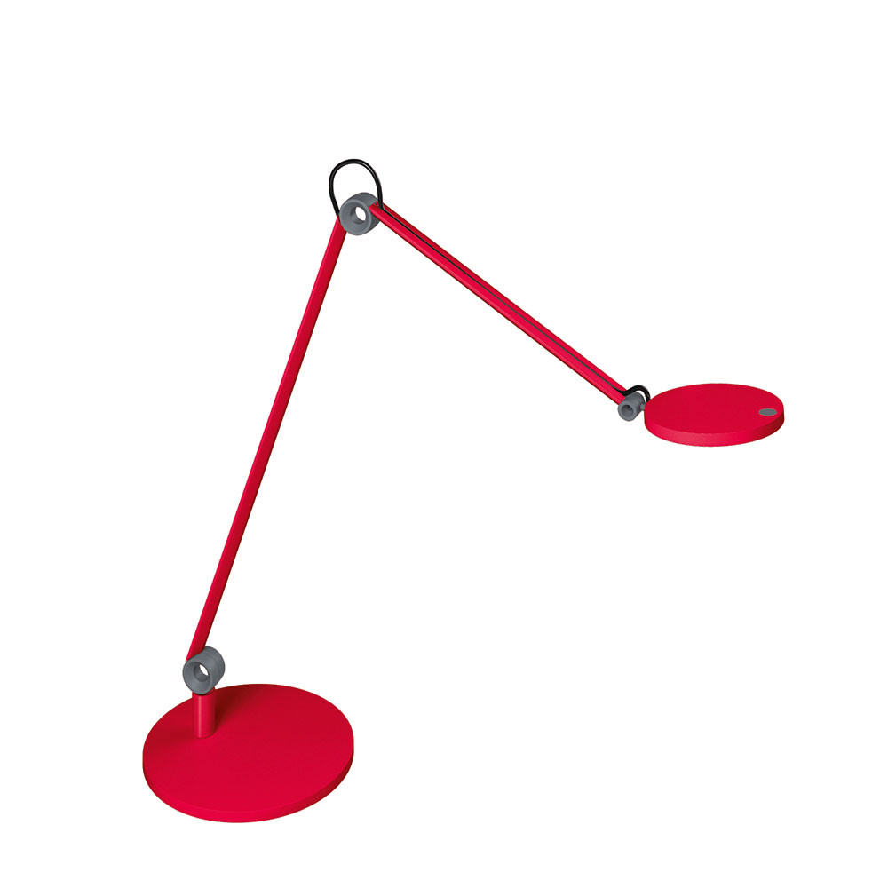 Lampe LED sur socle Waldmann PARA.MI double bras rouge rond réglable