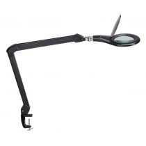 Lampe loupe LED design 12 cm noire avec pince