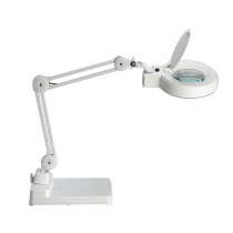 Lampe loupe ronde 12 cm blanche avec socle de table