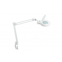 Lampe loupe LED ronde 12 cm blanche avec pince